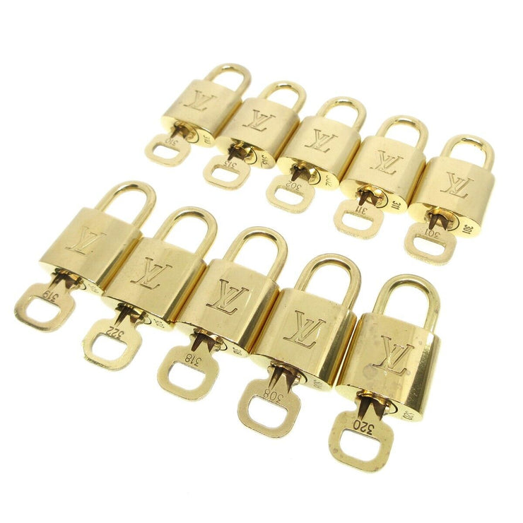Louis Vuitton Padlock & Key Bag Accessories Charm 10 Piece Set Gold 52072