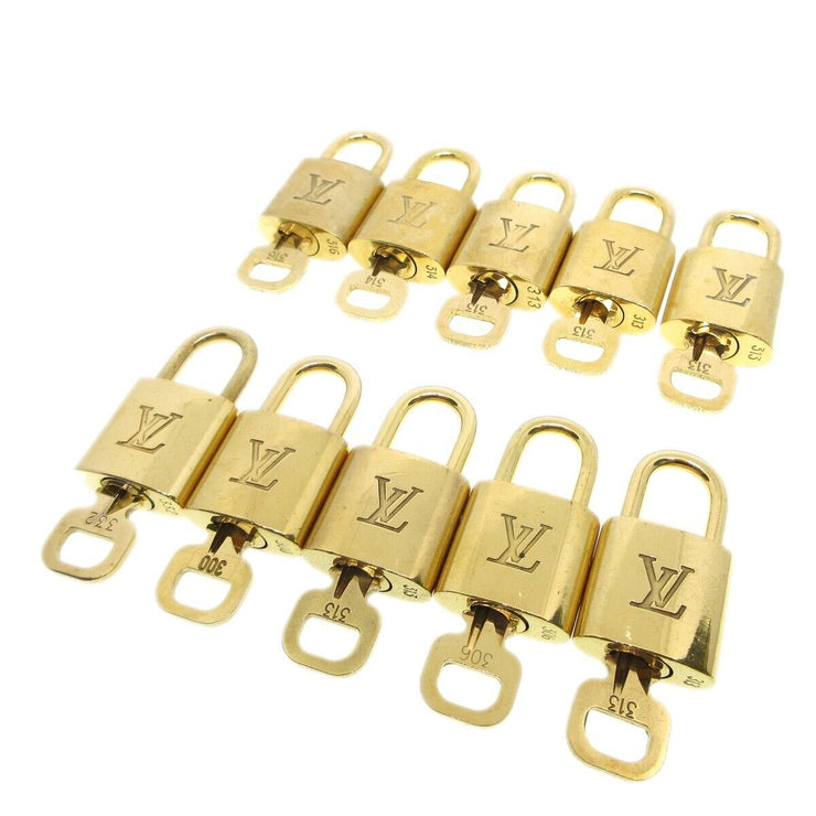 Louis Vuitton Padlock & Key Bag Accessories Charm 10 Piece Set Gold 23249