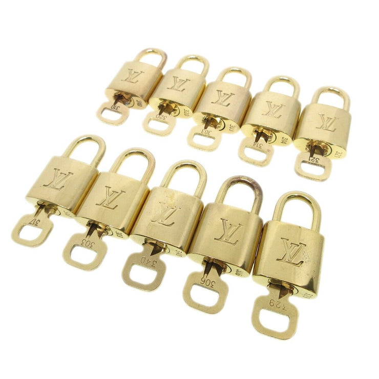 Louis Vuitton Padlock & Key Bag Accessories Charm 10 Piece Set Gold 52077
