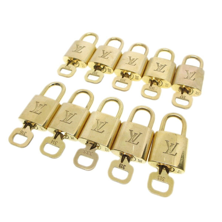 Louis Vuitton Padlock & Key Bag Accessories Charm 10 Piece Set Gold 51958