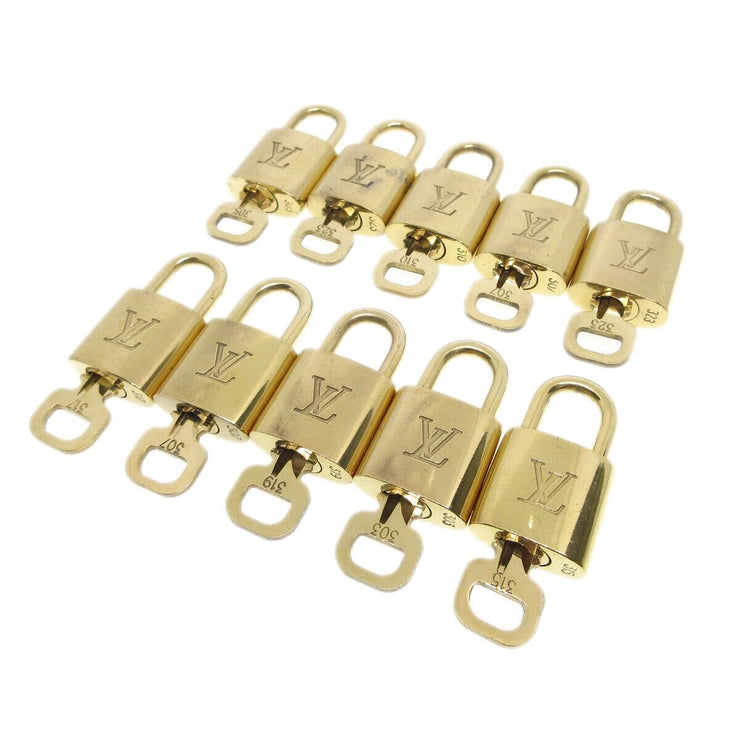 Louis Vuitton Padlock & Key Bag Accessories Charm 10 Piece Set Gold 94536