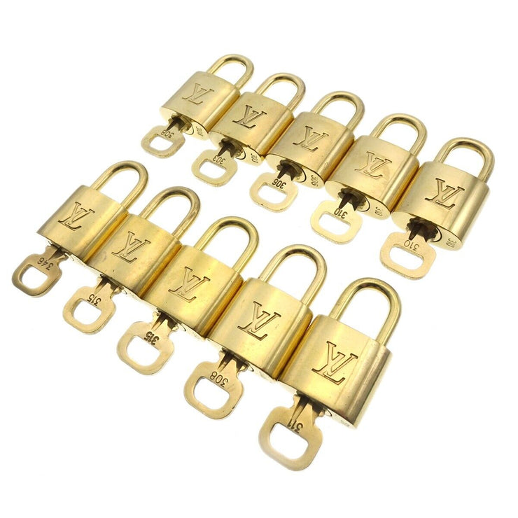LOUIS VUITTON Padlock & Key Bag Accessories Charm 10 Piece Set Gold 51454