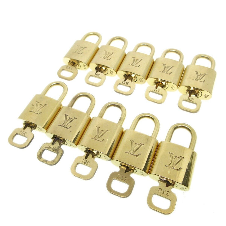 Louis Vuitton Padlock & Key Bag Accessories Charm 10 Piece Set Gold 13335