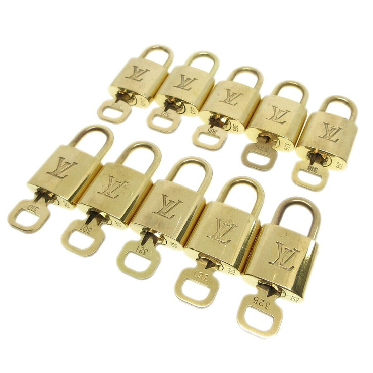 Louis Vuitton Padlock & Key Bag Accessories Charm 10 Piece Set Gold 13342