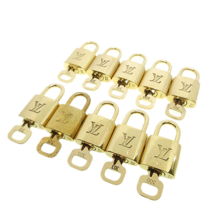Louis Vuitton Padlock & Key Bag Accessories Charm 10 Piece Set Gold 73431