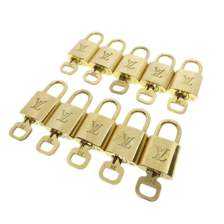 Louis Vuitton Padlock & Key Bag Accessories Charm 10 Piece Set Gold 52054