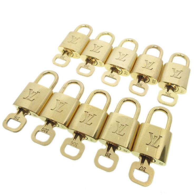 Louis Vuitton Padlock & Key Bag Accessories Charm 10 Piece Set Gold 13314