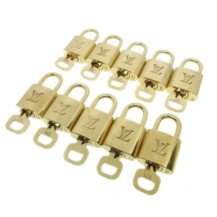 Louis Vuitton Padlock & Key Bag Accessories Charm 10 Piece Set Gold 73411