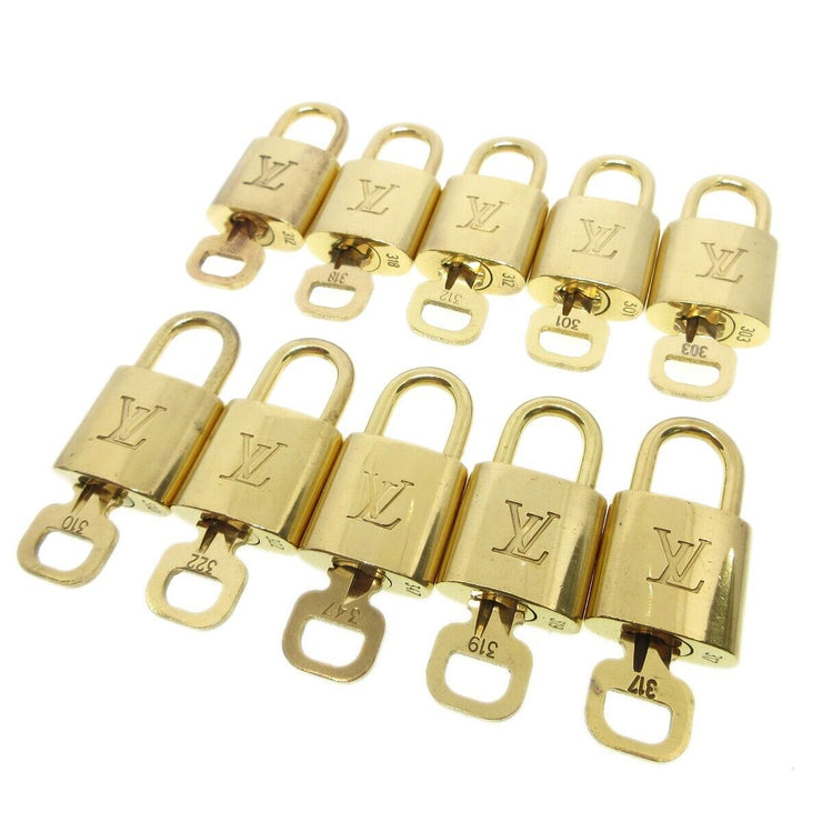 Louis Vuitton Padlock & Key Bag Accessories Charm 10 Piece Set Gold 52075
