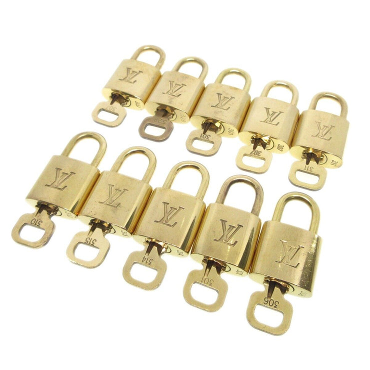 Louis Vuitton Padlock & Key Bag Accessories Charm 10 Piece Set Gold 52056