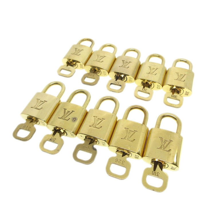 Louis Vuitton Padlock & Key Bag Accessories Charm 10 Piece Set Gold 52049
