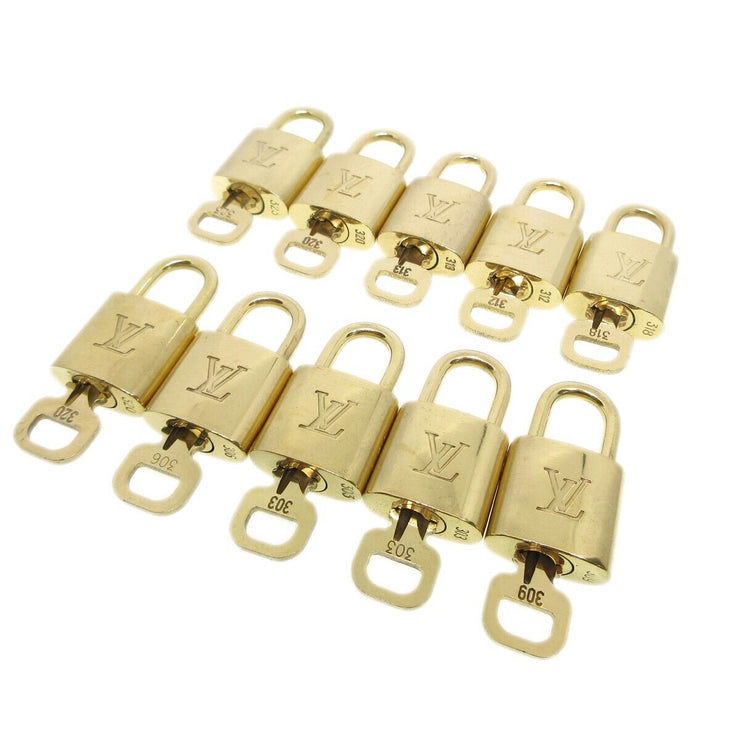 Louis Vuitton Padlock & Key Bag Accessories Charm 10 Piece Set Gold 13155