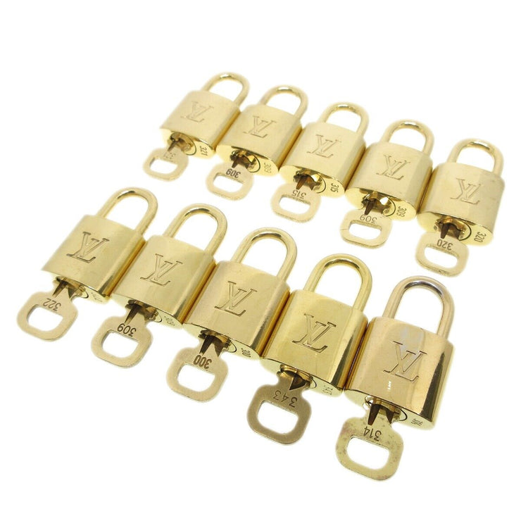 Louis Vuitton Padlock & Key Bag Accessories Charm 10 Piece Set Gold 22500