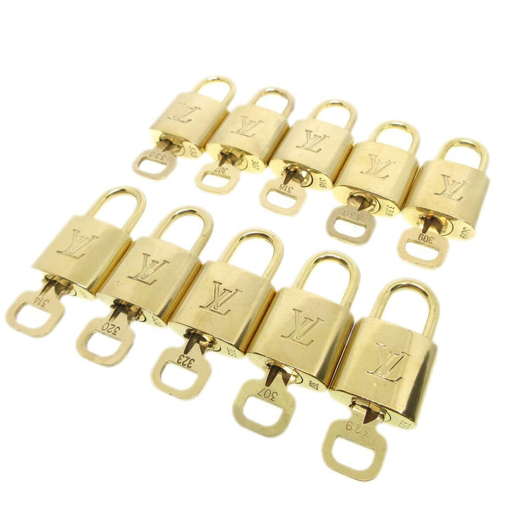 Louis Vuitton Padlock & Key Bag Accessories Charm 10 Piece Set Gold 13313