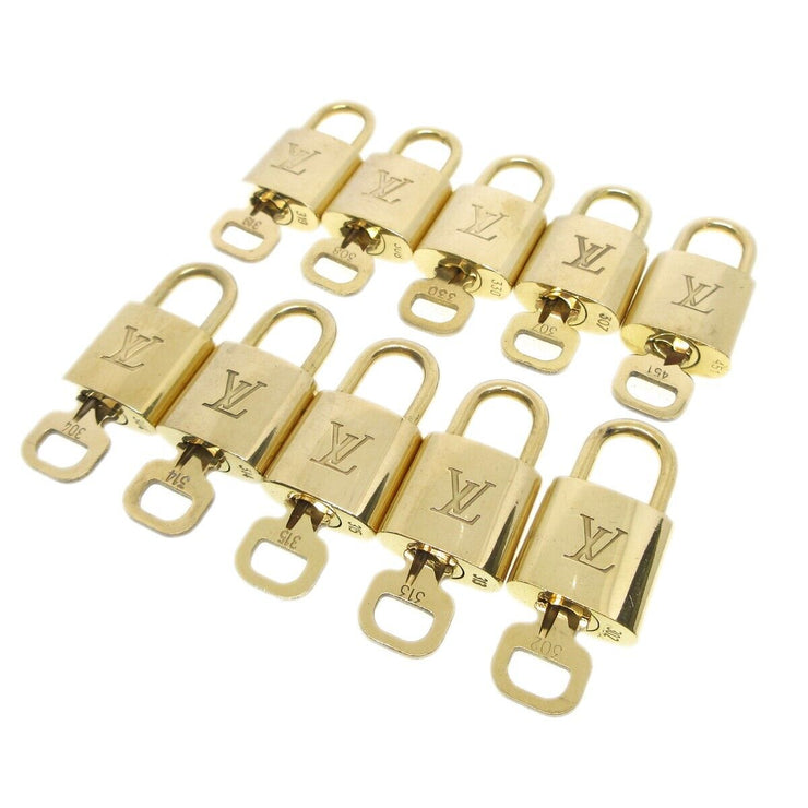 Louis Vuitton Padlock & Key Bag Accessories Charm 10 Piece Set Gold 52062