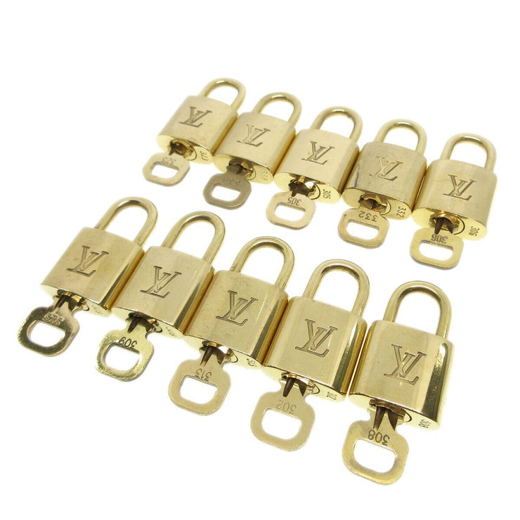 Louis Vuitton Padlock & Key Bag Accessories Charm 10 Piece Set Gold 43617