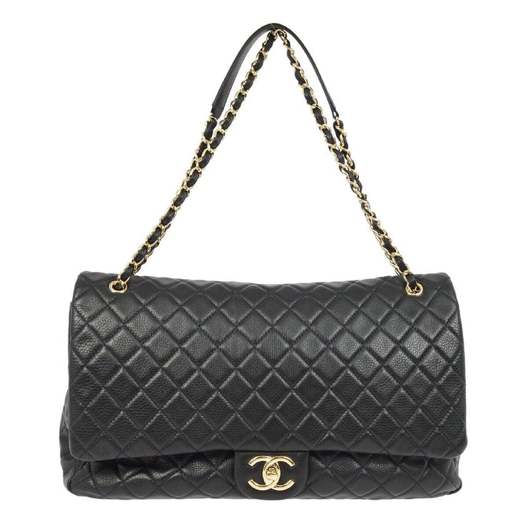 Chanel Black Calfskin XXL Single Flap Shoulder Bag 181522