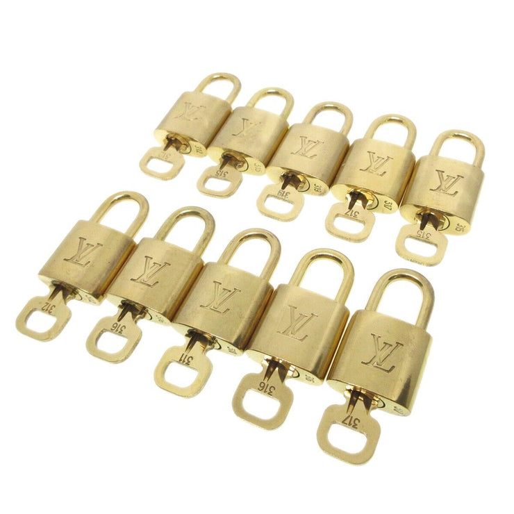 Louis Vuitton Padlock & Key Bag Accessories Charm 10 Piece Set Gold 13144