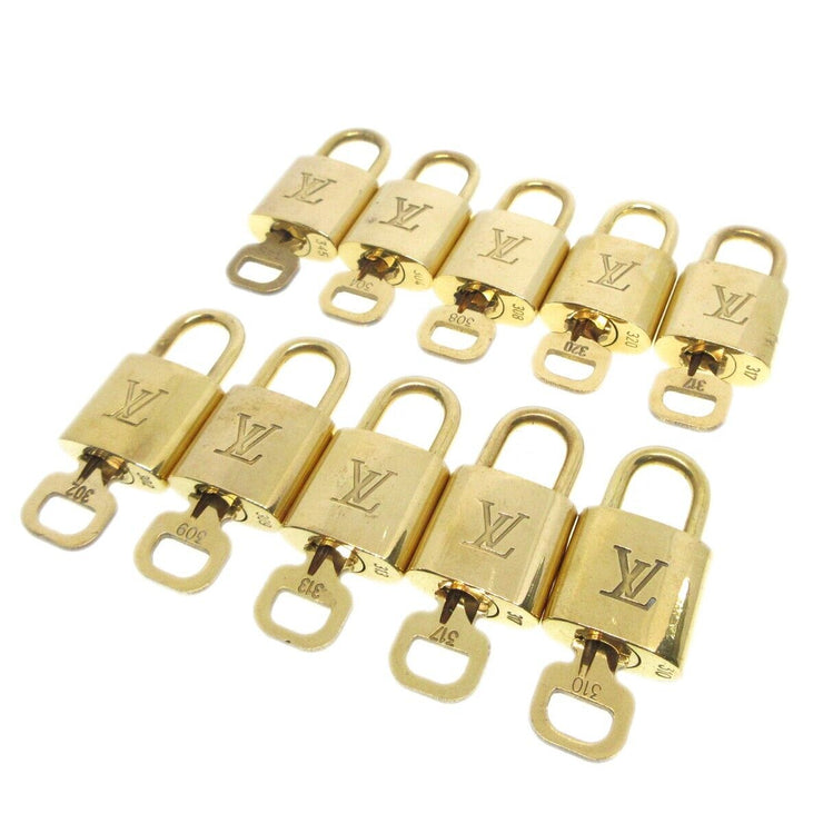 Louis Vuitton Padlock & Key Bag Accessories Charm 10 Piece Set Gold 52061