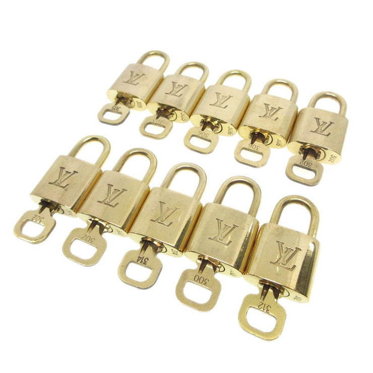 Louis Vuitton Padlock & Key Bag Accessories Charm 10 Piece Set Gold 43618