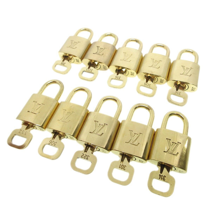 Louis Vuitton Padlock & Key Bag Accessories Charm 10 Piece Set Gold 13140