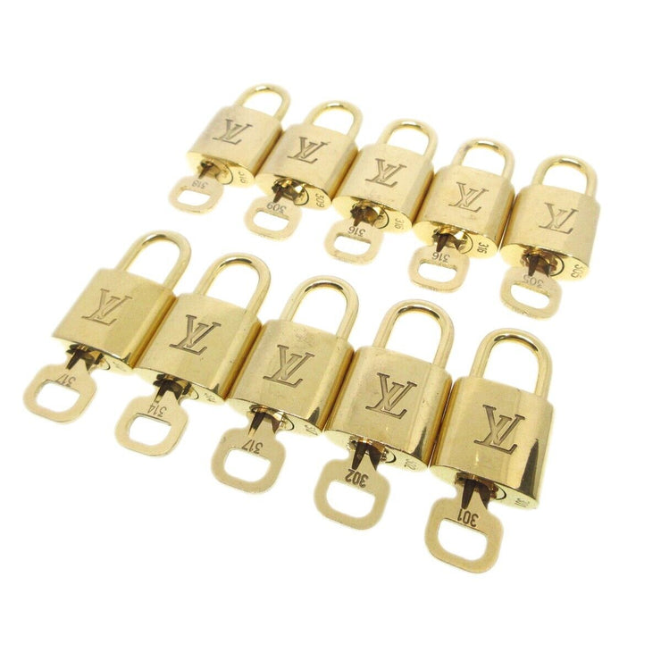 Louis Vuitton Padlock & Key Bag Accessories Charm 10 Piece Set Gold 44975