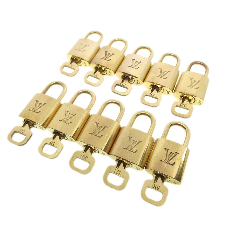 Louis Vuitton Padlock & Key Bag Accessories Charm 10 Piece Set Gold 52085