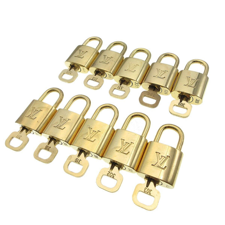 Louis Vuitton Padlock & Key Bag Accessories Charm 10 Piece Set Gold 22896