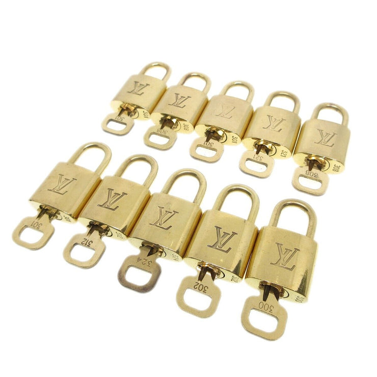 Louis Vuitton Padlock & Key Bag Accessories Charm 10 Piece Set Gold 64257