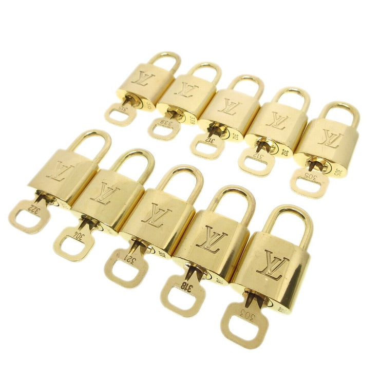 Louis Vuitton Padlock & Key Bag Accessories Charm 10 Piece Set Gold 13325