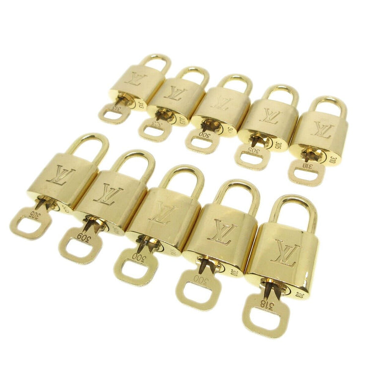 Louis Vuitton Padlock & Key Bag Accessories Charm 10 Piece Set Gold 13326