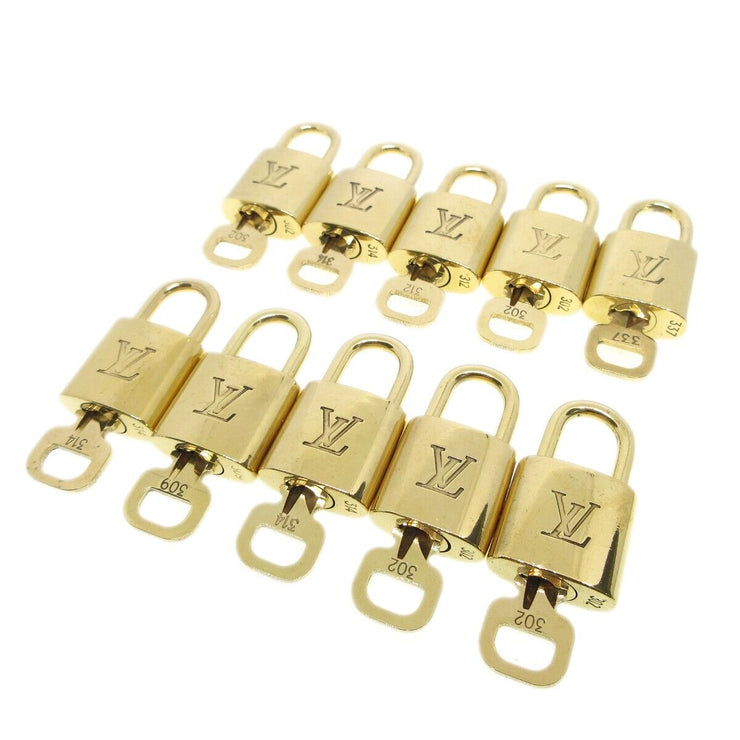 Louis Vuitton Padlock & Key Bag Accessories Charm 10 Piece Set Gold 23219