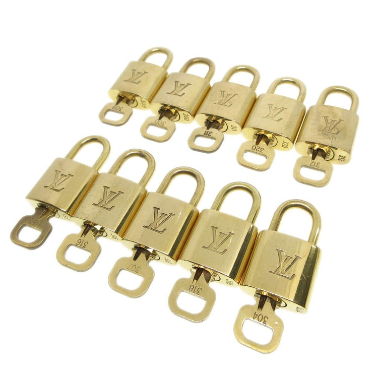 Louis Vuitton Padlock & Key Bag Accessories Charm 10 Piece Set Gold 52058