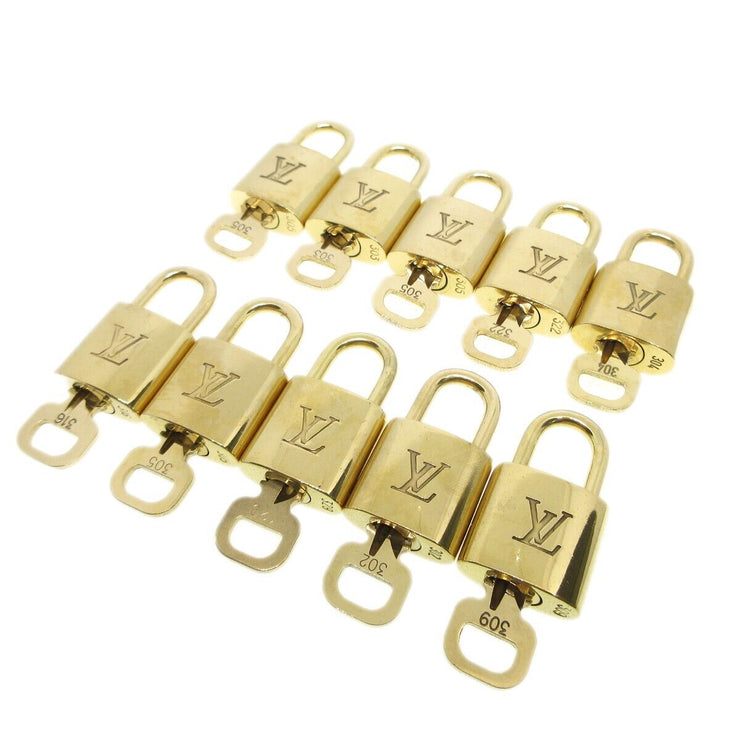 Louis Vuitton Padlock & Key Bag Accessories Charm 10 Piece Set Gold 73421
