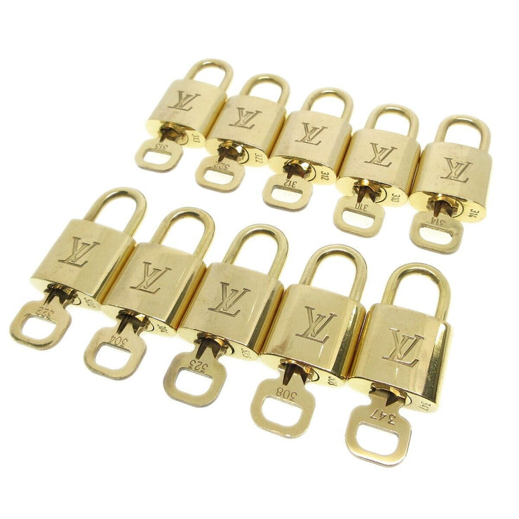 Louis Vuitton Padlock & Key Bag Accessories Charm 10 Piece Set Gold 74296