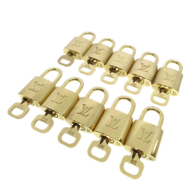 Louis Vuitton Padlock & Key Bag Accessories Charm 10 Piece Set Gold 13116