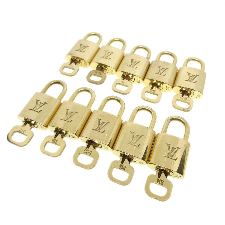 Louis Vuitton Padlock & Key Bag Accessories Charm 10 Piece Set Gold 94566