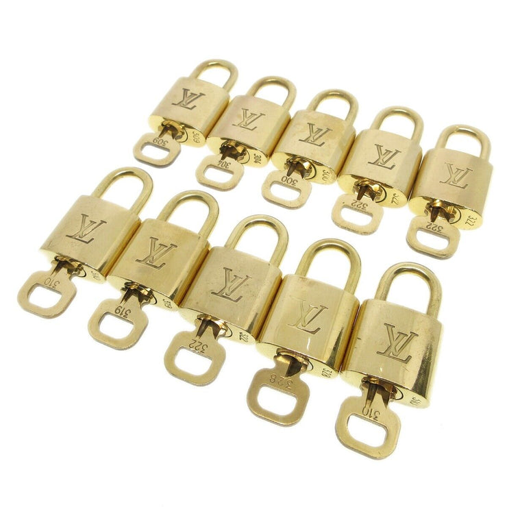 Louis Vuitton Padlock & Key Bag Accessories Charm 10 Piece Set Gold 51952