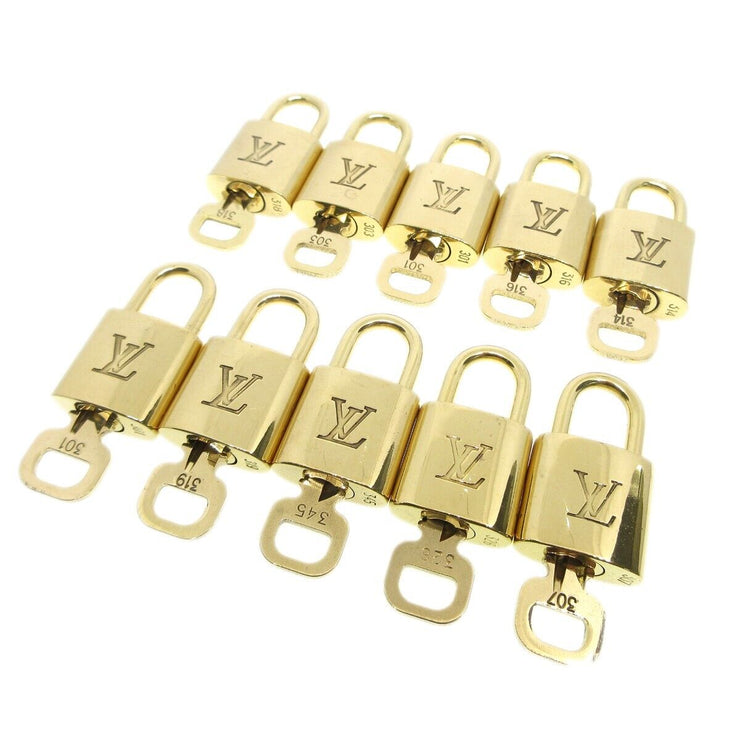 Louis Vuitton Padlock & Key Bag Accessories Charm 10 Piece Set Gold 23209