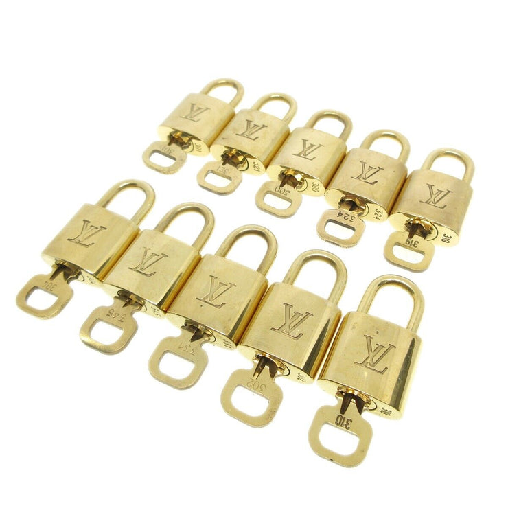 Louis Vuitton Padlock & Key Bag Accessories Charm 10 Piece Set Gold 52046