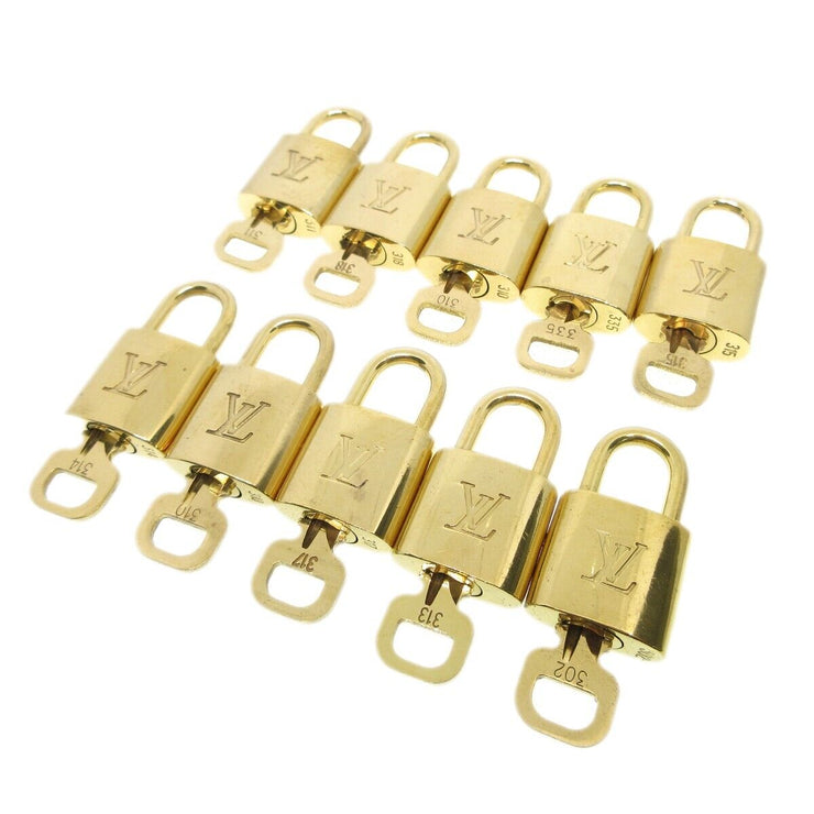 Louis Vuitton Padlock & Key Bag Accessories Charm 10 Piece Set Gold 13317
