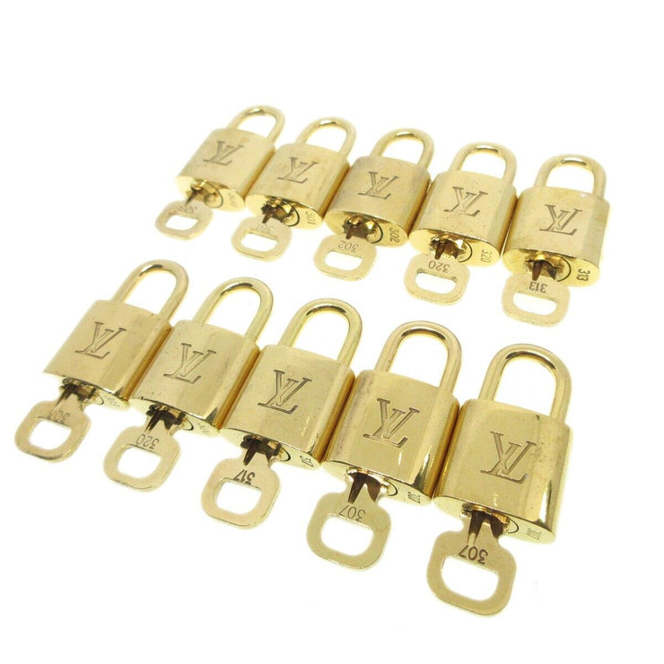Louis Vuitton Padlock & Key Bag Accessories Charm 10 Piece Set Gold 63394