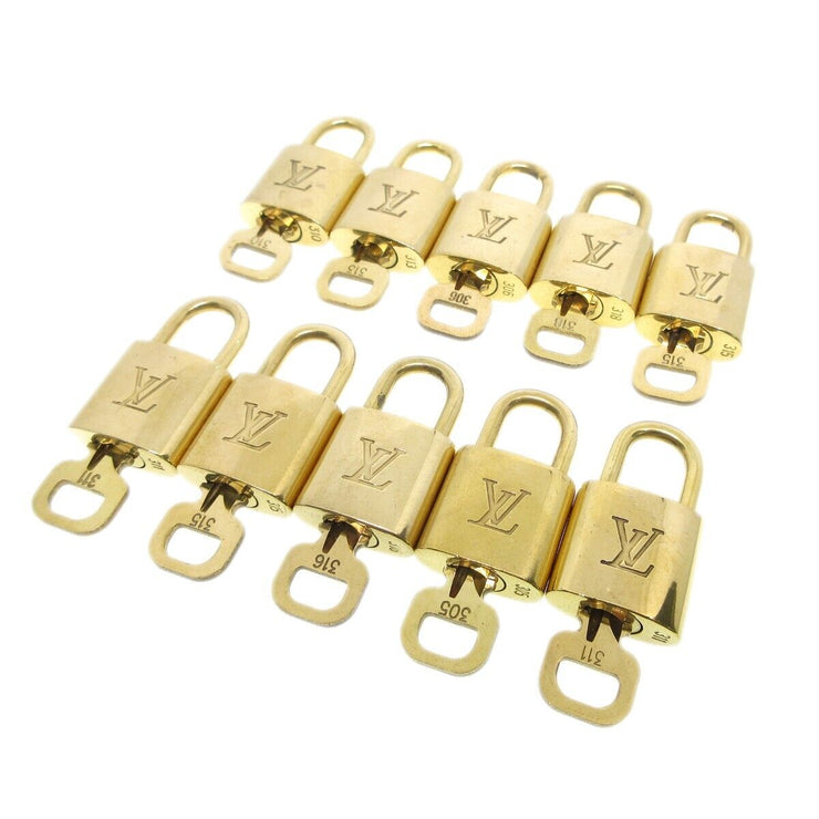 Louis Vuitton Padlock & Key Bag Accessories Charm 10 Piece Set Gold 51959