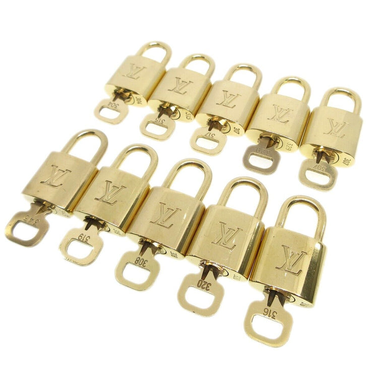 Louis Vuitton Padlock & Key Bag Accessories Charm 10 Piece Set Gold 13152