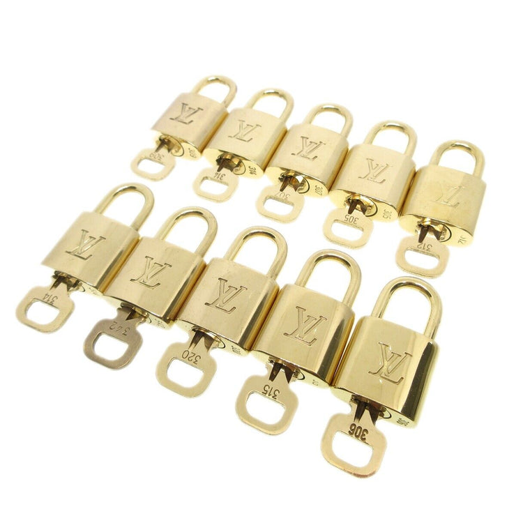 Louis Vuitton Padlock & Key Bag Accessories Charm 10 Piece Set Gold 51962