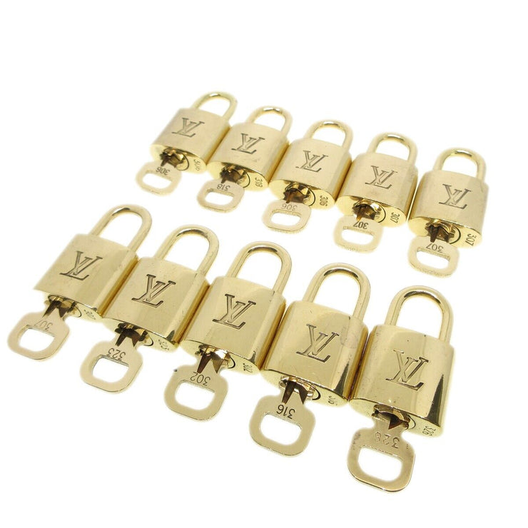 Louis Vuitton Padlock & Key Bag Accessories Charm 10 Piece Set Gold 53621
