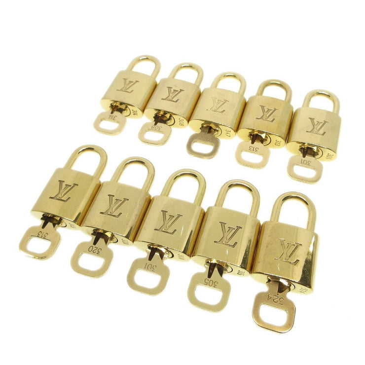 Louis Vuitton Padlock & Key Bag Accessories Charm 10 Piece Set Gold 84966