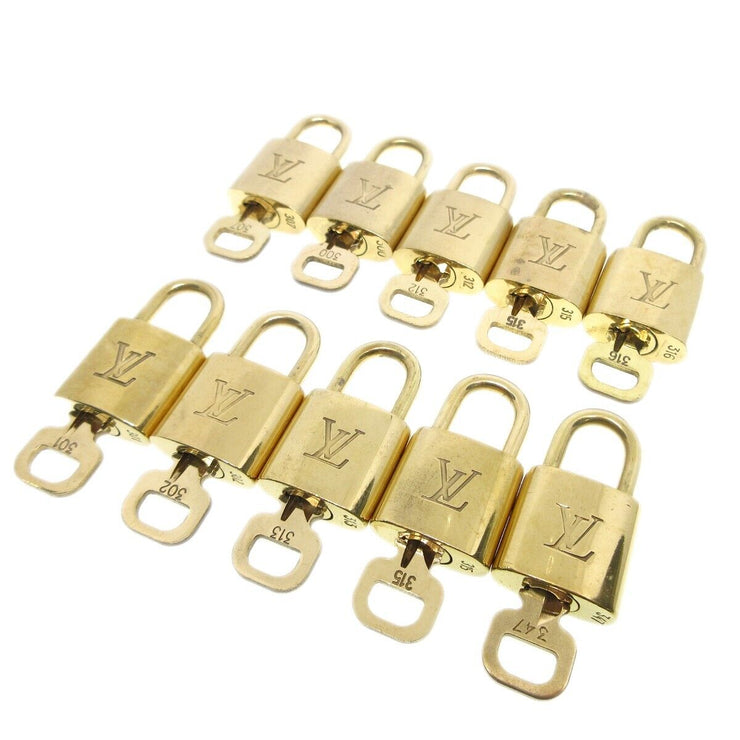 Louis Vuitton Padlock & Key Bag Accessories Charm 10 Piece Set Gold 74306