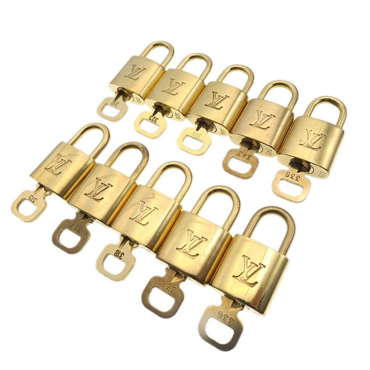 LOUIS VUITTON Padlock & Key Bag Accessories Charm 10 Piece Set Gold 42793