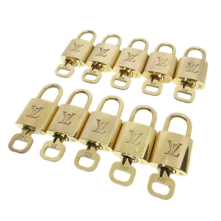 Louis Vuitton Padlock & Key Bag Accessories Charm 10 Piece Set Gold 85185